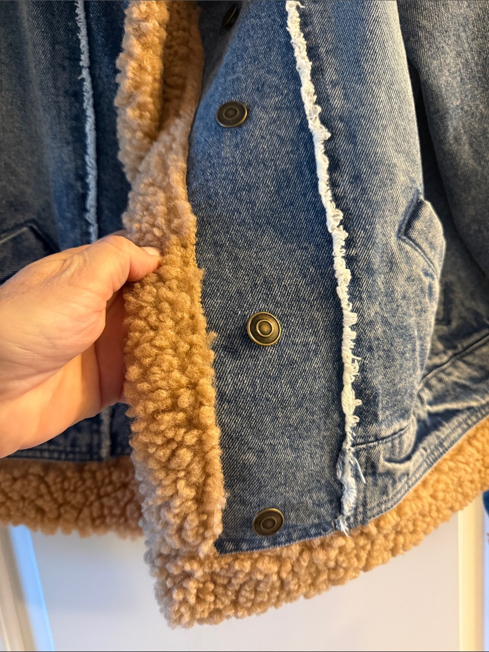 Sherpa Trim Denim Jacket - Like New! - Picture 5 of 6